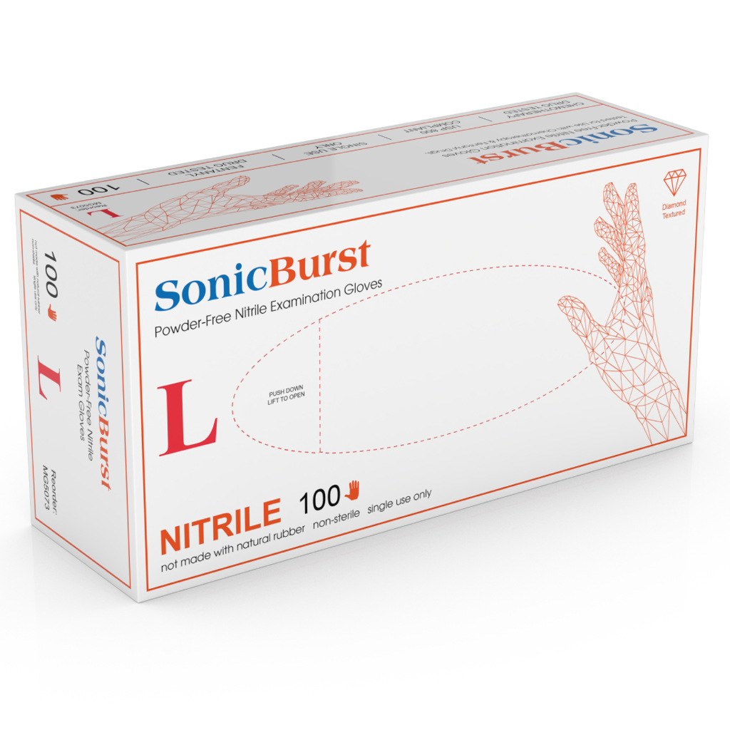 SonicBurst Nitrile Exam Gloves, Diamond Textured