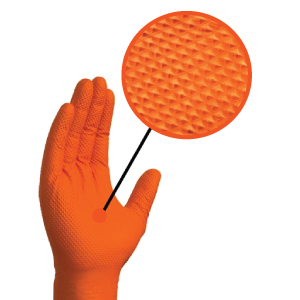 Gants jetables ambidextres nitrile 240mm 0,26mm orange M(8) - Boîte de 50  pcs - 65148