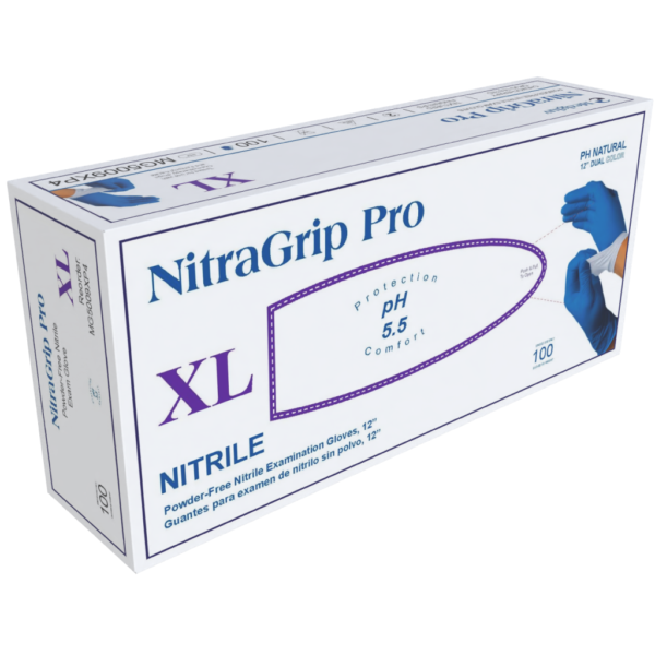 NitraGrip Pro 2-Ply Blue/White Nitrile Exam Gloves 100 Count